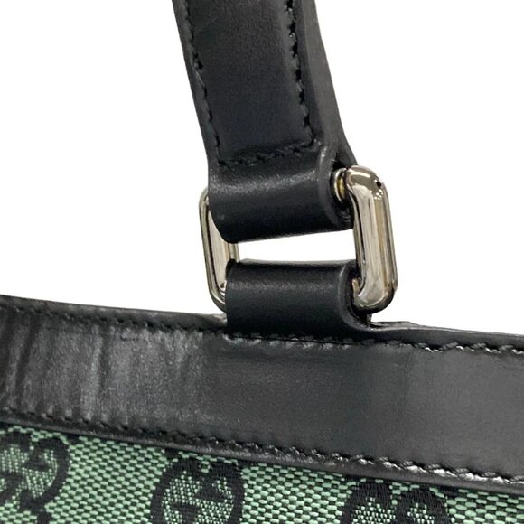 Auth GUCCI GG 272391 Green Black Jacquard Leather Tote Bag - Picture 11 of 16